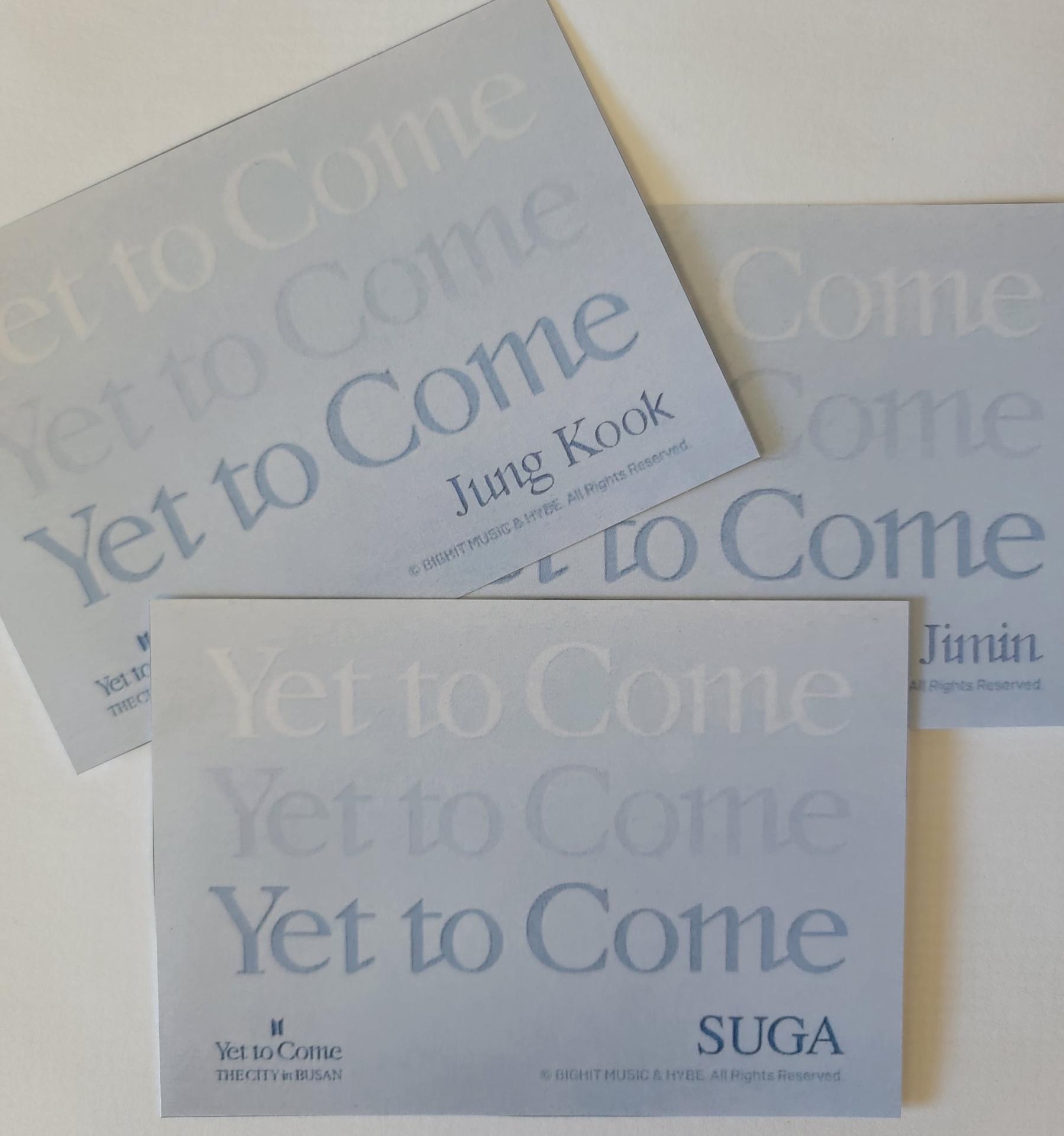 BTS - Yet To Come in Busan Hotel mini Photocards