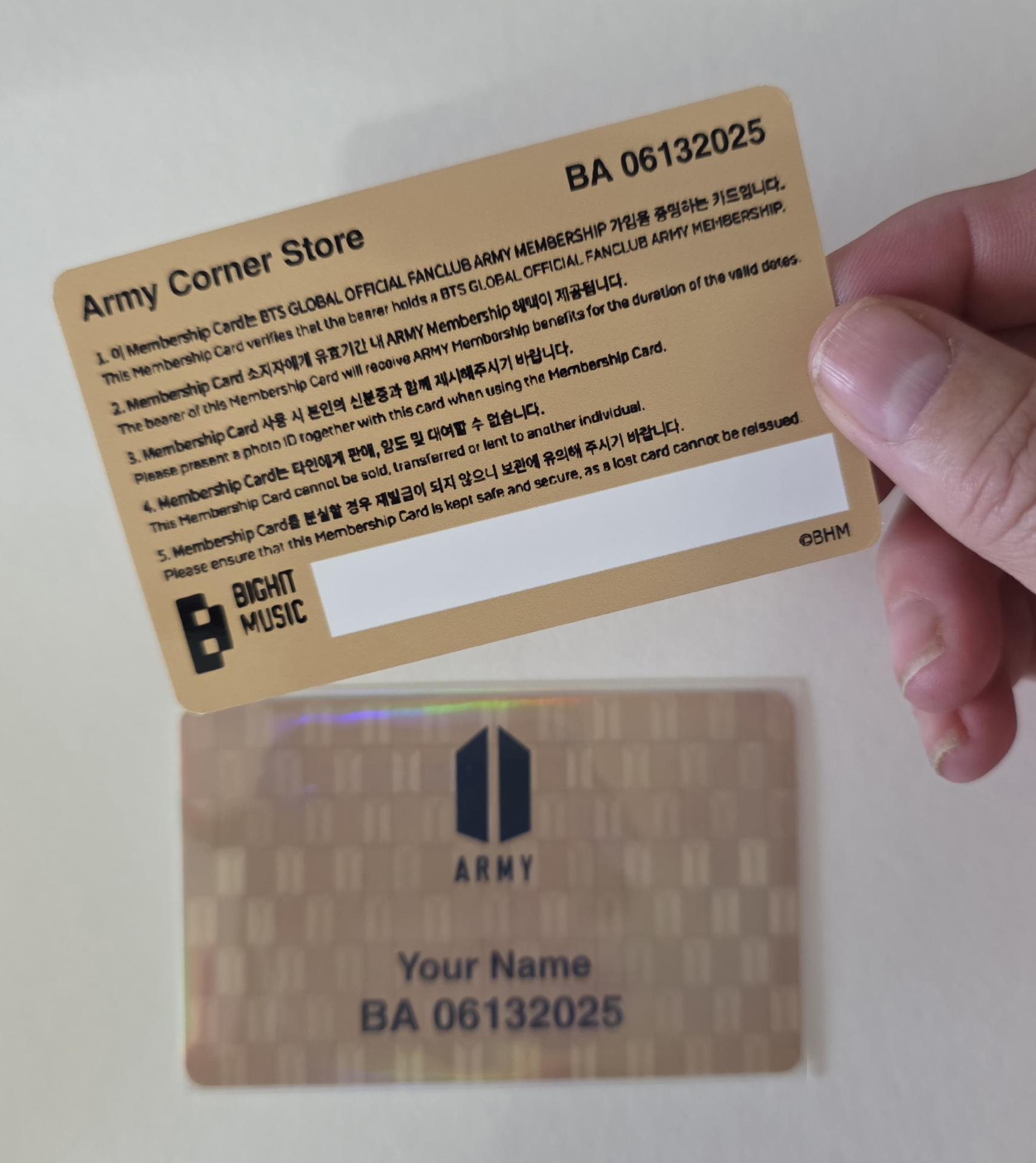 BTS - 2025 Gold ARMY Membership Card or Gold Membership Postcard  