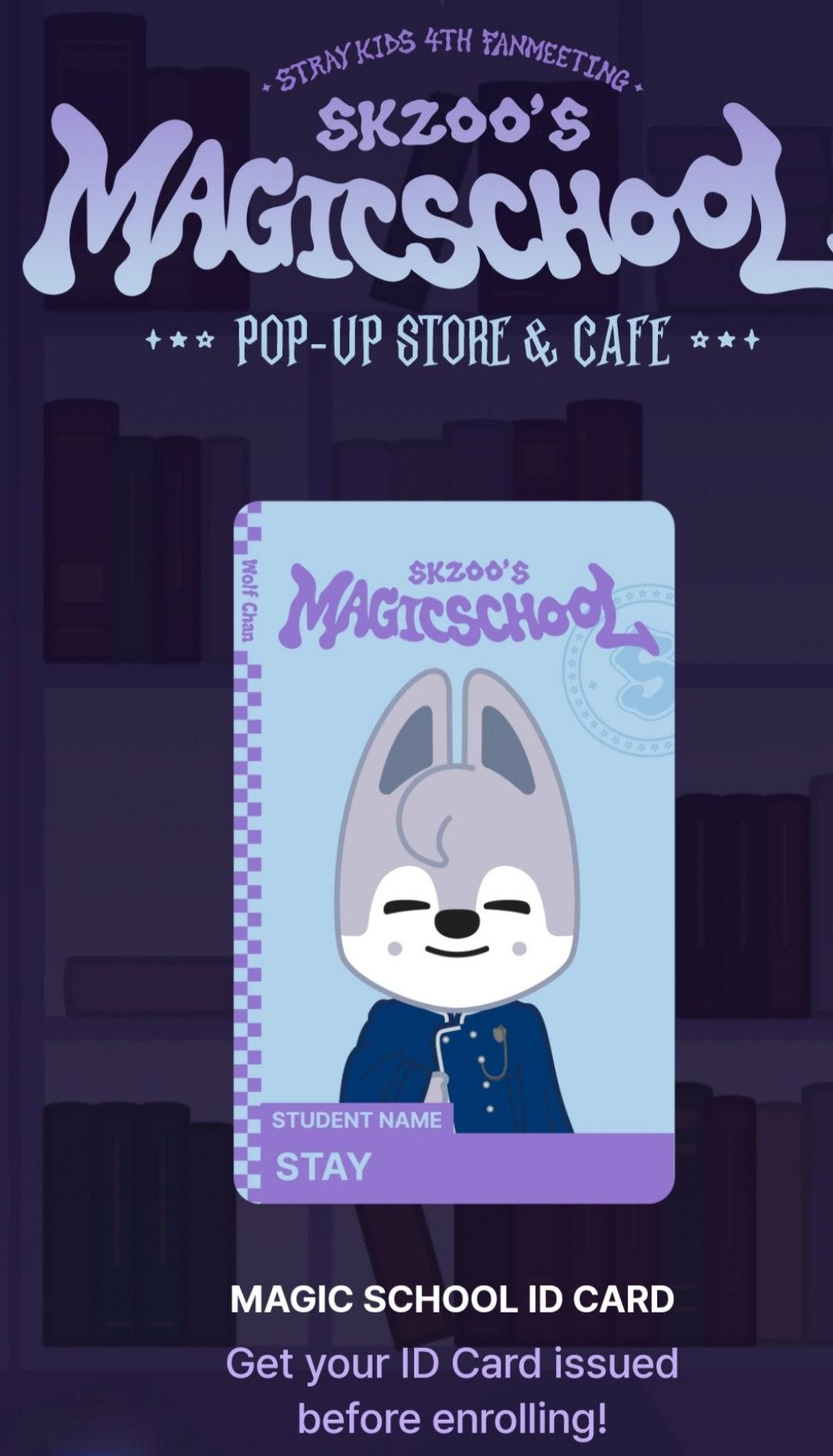 Stray Kids Magic School 4th fanmeeting POP UP Cafe Skzoo ID photocards